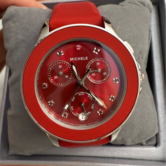 MICHELE ' Cape ' Chrono Red Sunray Dial watch - Picture 1 of 9